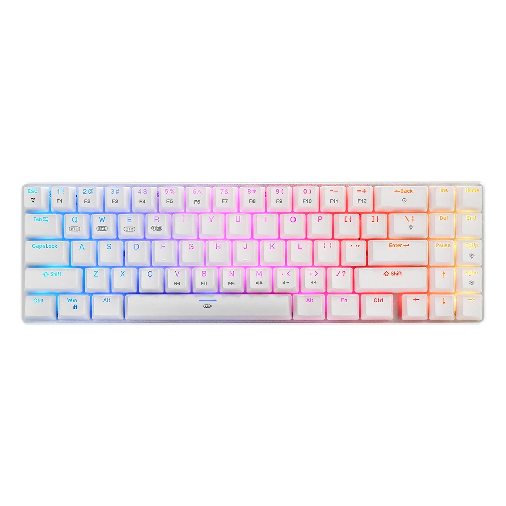 71 teclas bluetooth 2.4g sem fio modo duplo teclado mecânico rgb backlit jogo teclado azul vermelho interruptor para computador portátil