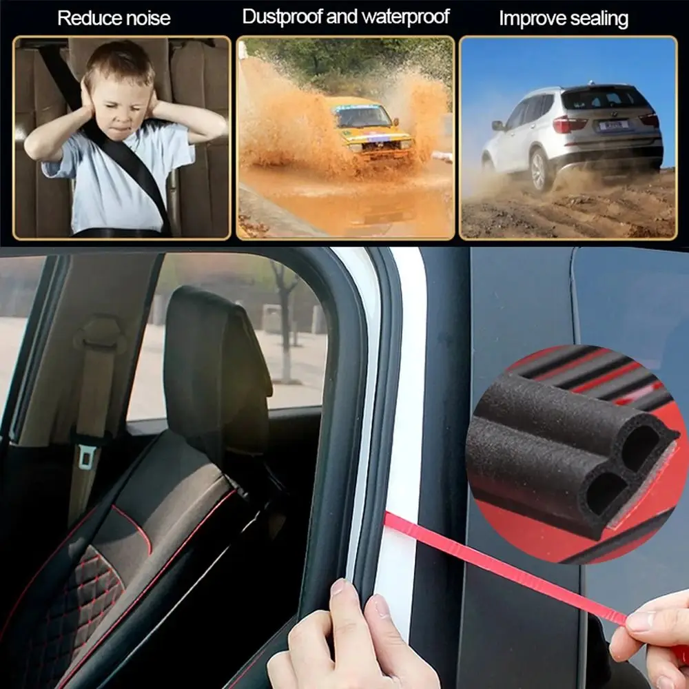 5 Meters Car Door Seal Strips Rubber Soft B Shape Weatherstrip Auto Accessories Anti-Dust Soundproofing