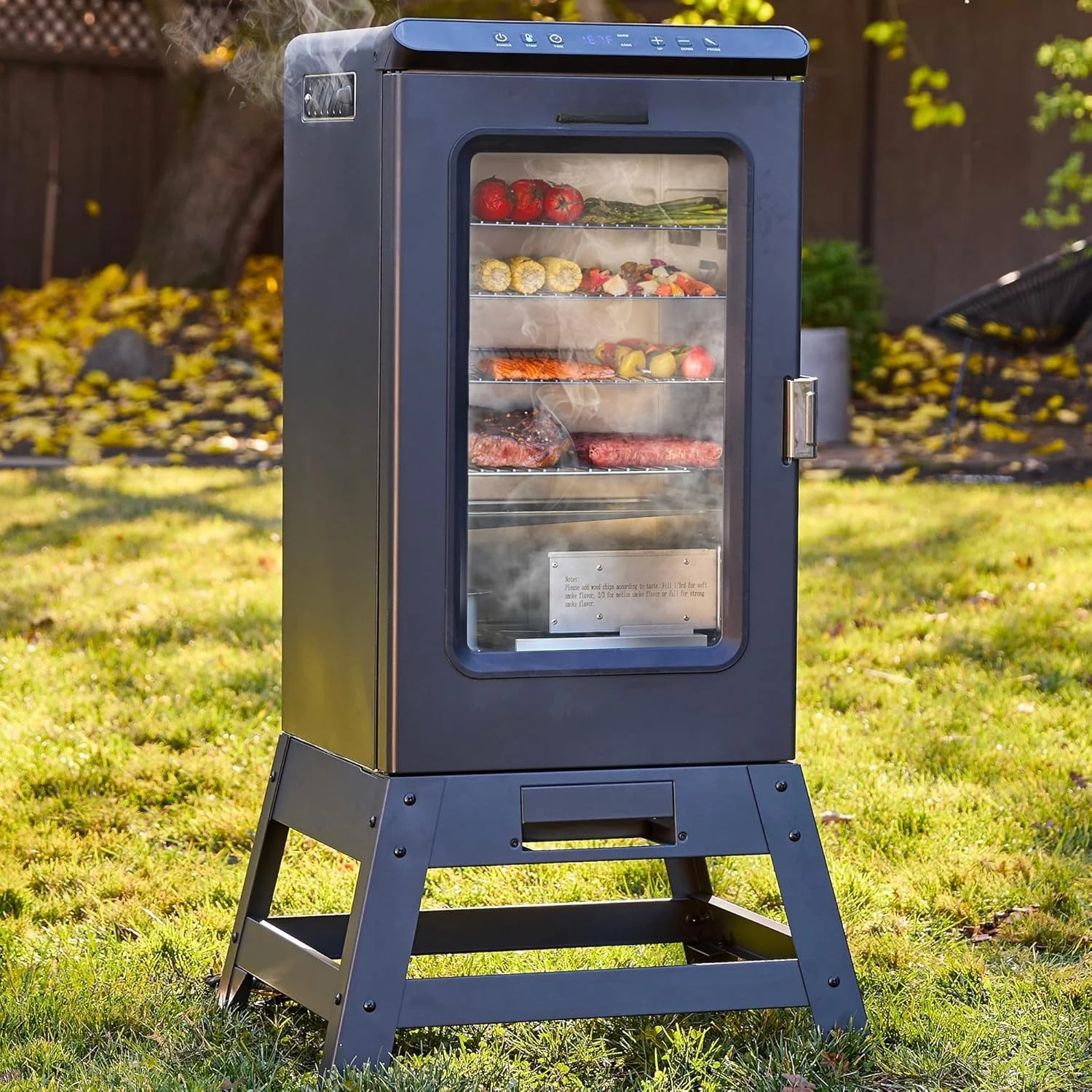 

Ridgewood Pro 30" Electric Smoker | Built-in Meat Probe & Elevated Stand for Outdoors | Up to 6× Longer Smokes, Adjustable Side