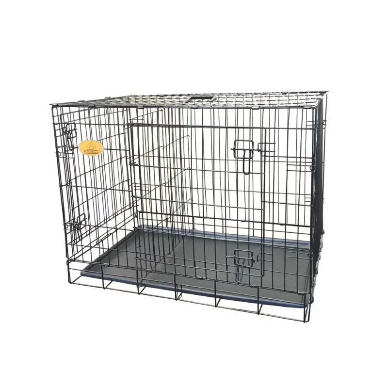 

KennelMaster Double Door Folding Wire Dog Crate, Black, Medium, 36"L