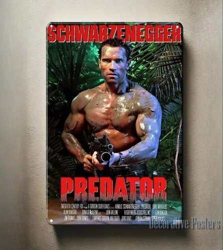 Predator Arnold Schwarzenegger Film-Metallposter - Blechschild - Größe: