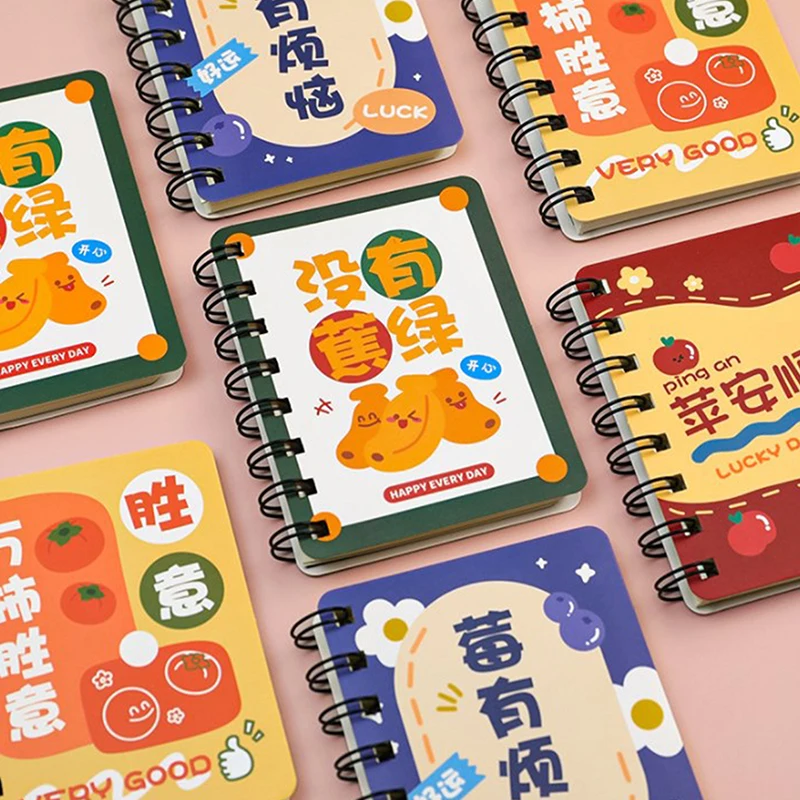 ミニかわいいテキストコイルノートブック、学生の単語ハンド元帳、オフィスステーショナリー、日記ブック、a6