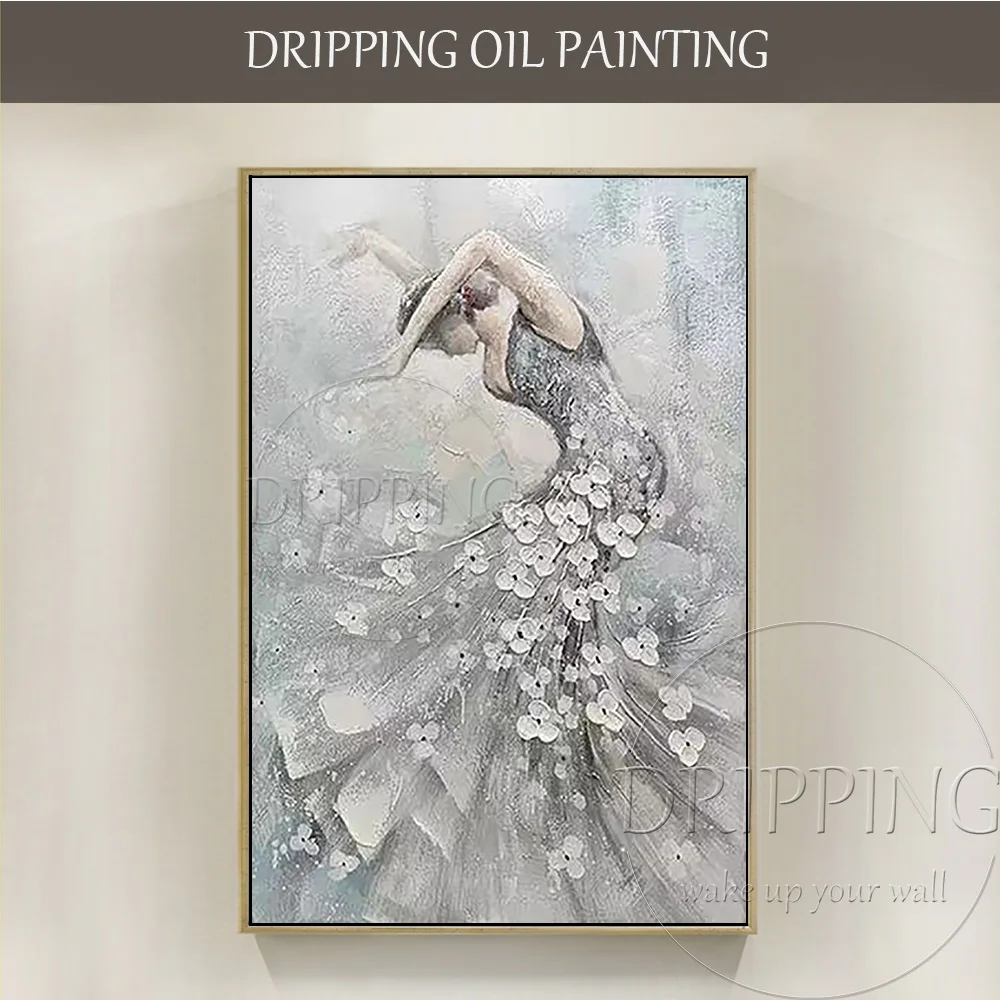 

Hand-painted Abstract Ballet Dancer Acrylic Painting on Canvas Handmade Modern Wall Art Palette Knife Ballerina Oil Painting