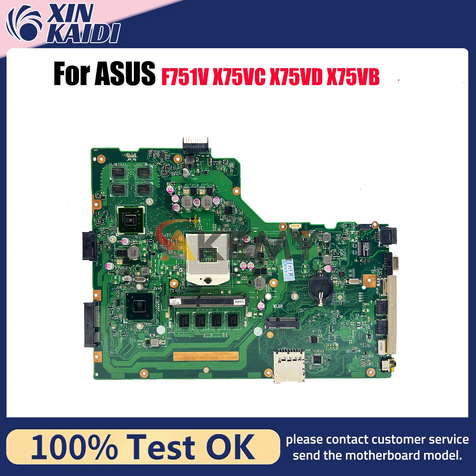

X75VD Laptop Motherboard For ASUS VivoBook X75VC X75V F751V X75VB X75VD Notebook Mainboard in stock 100% tests OK fast shipping