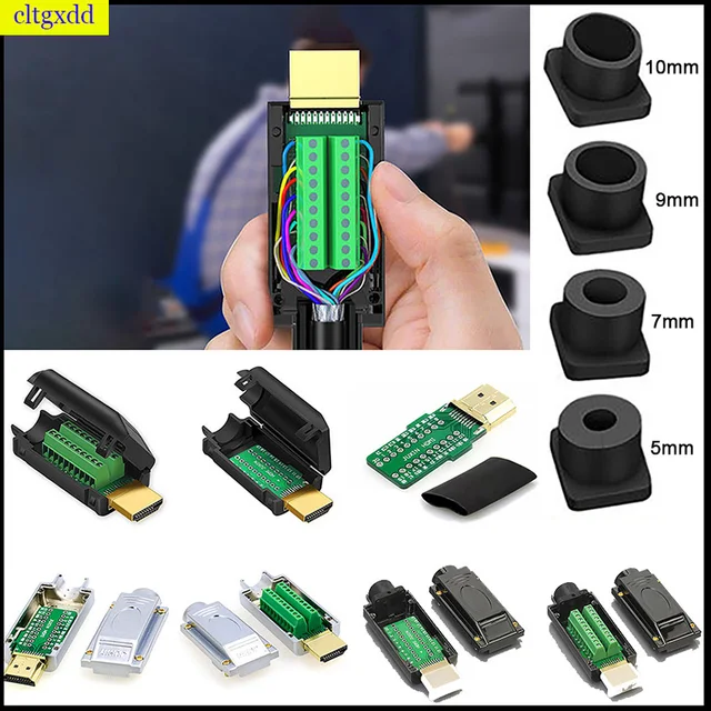 1pc HDMI kompatybilny 2.0 złącze modułowe lutowane/lutowane męskie zaciski przyłączeniowe komputerowe wtyczki wideo telewizyjne z obudową