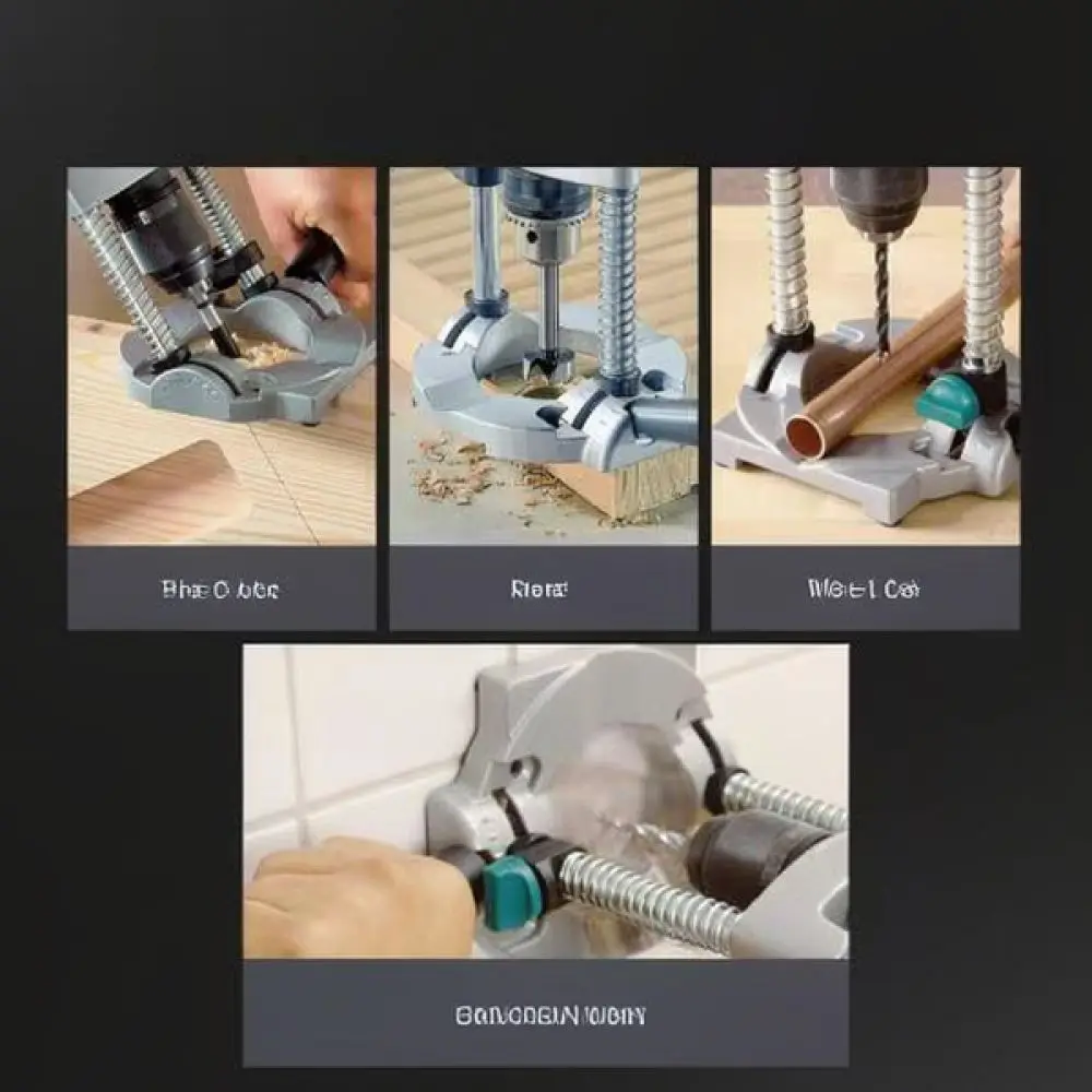 Sturdy Aluminum Hand Drill Stand Bench Drilling Station Precise Centering Guide For DIY Woodworking Metal Repair Projects