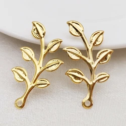 30/200 Pcs 37*21mm Gold Color Metal Leaf Filigree Flowers Slice Charms Base Setting DIY Jewelry Accessories