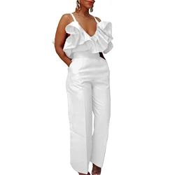 Africa Clothing African Clothes for Women Summer Elegant V-neck Sleeveless 2 Piece Top Long Pant Matching Sets Outfits S-3XL