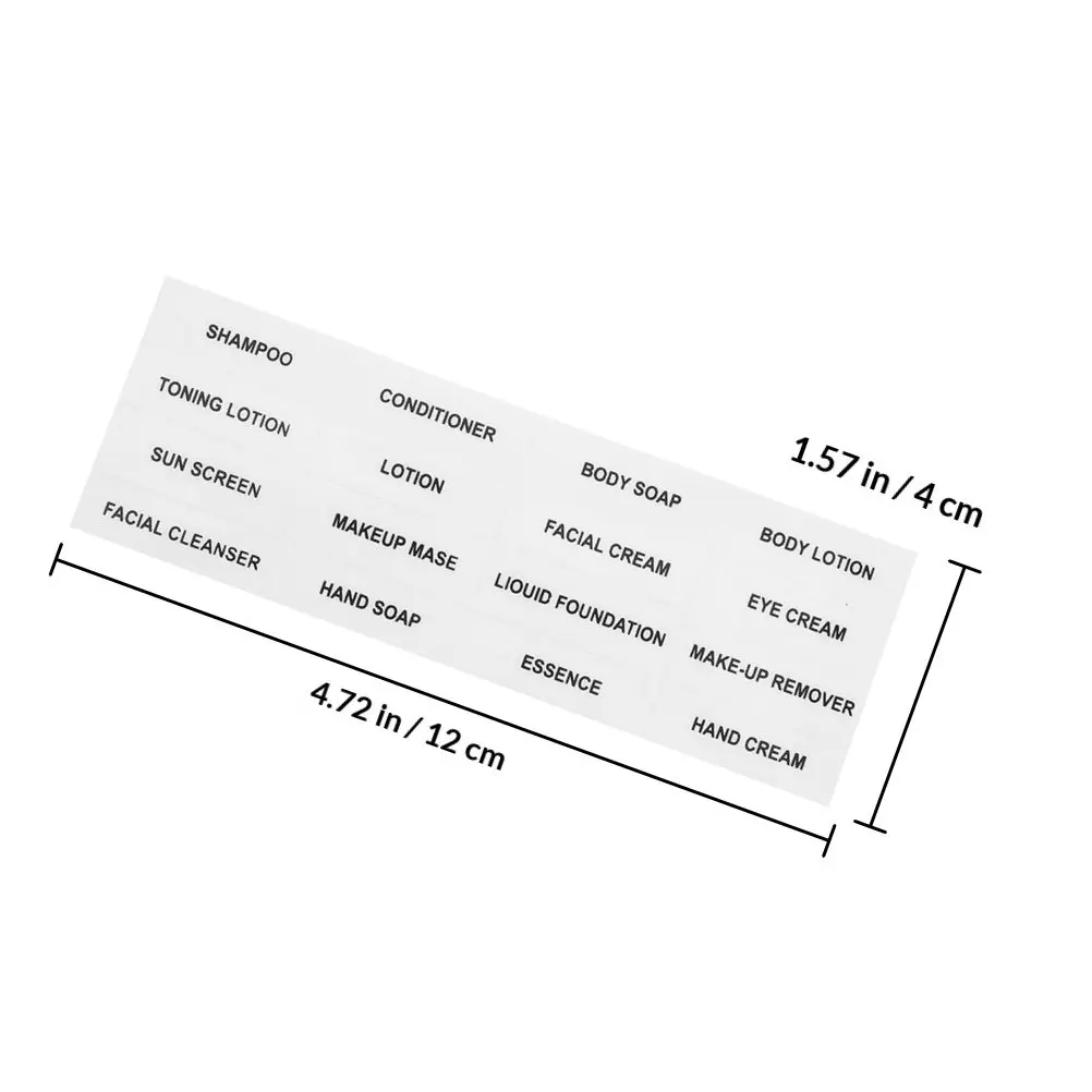 12Sheets Transparent Waterproof Travel Bottle Stickers for Toiletries Organization Shampoo Lotion Cream Body Care