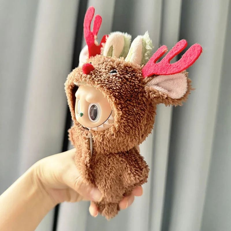 17cm Labubu I II Idol Dolls Cute Mini Plush Doll'S Clothes Korea Kpop Exo Idol Dolls Christmas Decor Deer DIY Accessories Gifts