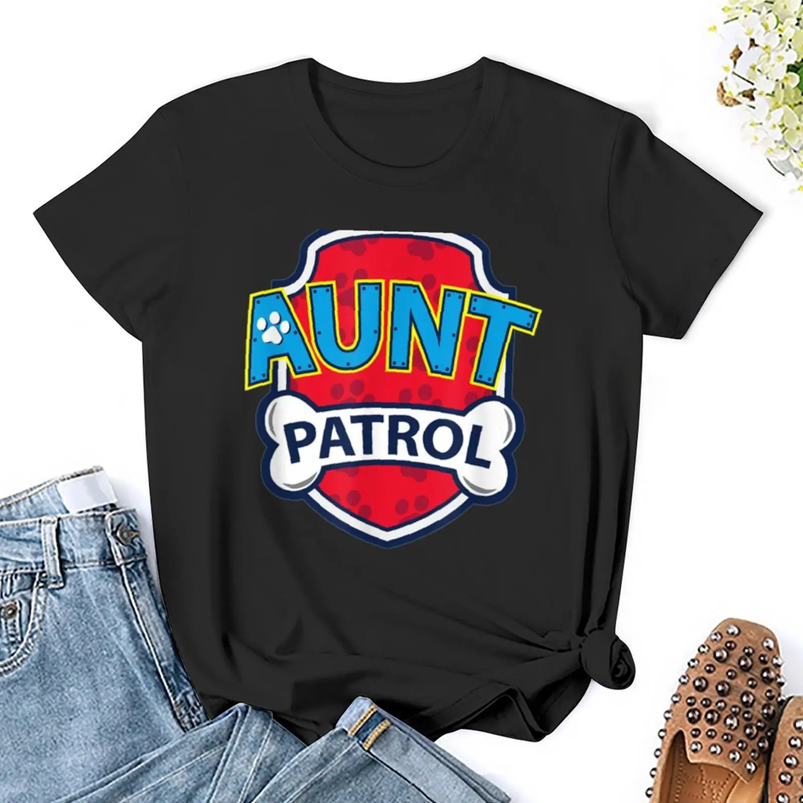 Funny Aunt Patrol Dog Aunt Tee T-Shirt cute tops female vintage lady clothes cute t-shirts for Women