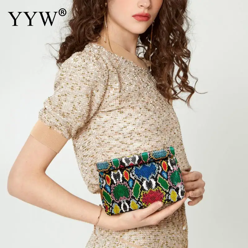 Fashion Women Snakeskin Pattern Clutch Handbag PU Leather Matte Evening Bags Chic Female Bags for Wedding Brides Cocktail Party