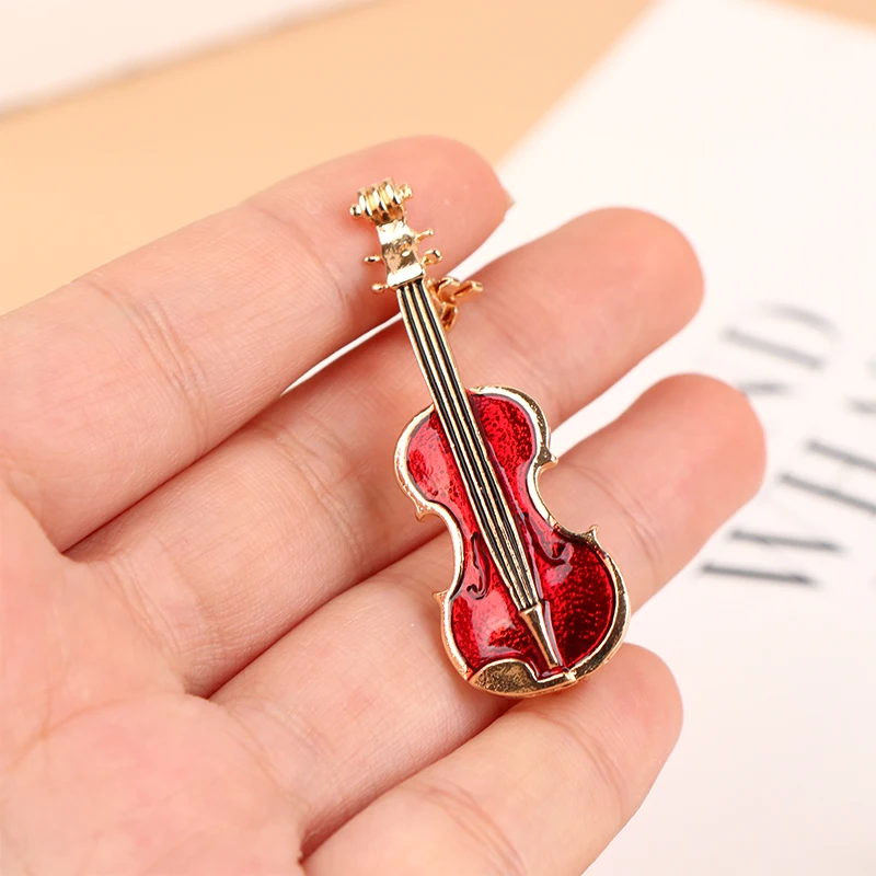 1Pc Fashion Violin Pins Punk Brooches Crystal Rhinestone Musical Instruments Brooch Pin Jewelry Accessories