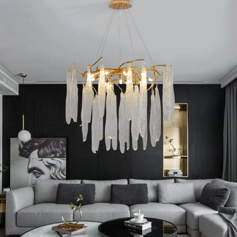 

Raindrop Golden Chandelier Crystal Luxury Lights for Dining Room Living Room Hotel Home Decor G9 Base Chandelier Ceiling Lights