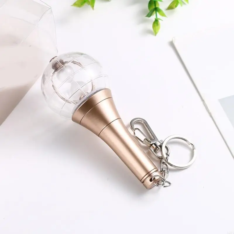 N5KA Portable Small LED Light Bulb Keychain Charm Multicolor Flashlight Pendant Music Concert Support for Fan Gatherings