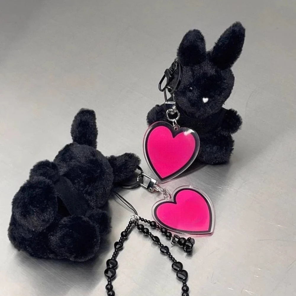 Black Rabbit Plush Pendant Bag Keychain Anime Peripherals Action Figure Cute Doll Kawaii Ins Style Cartoon Bag Model Gift Toys