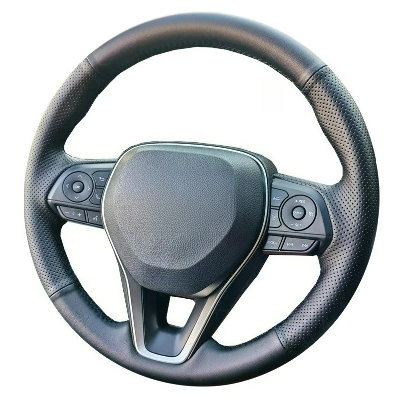 

Для Toyota Avalon Camry Crown Corolla RAV4 2018-2023 ручная работа, нескользящий черный кожаный чехол на руль автомобиля