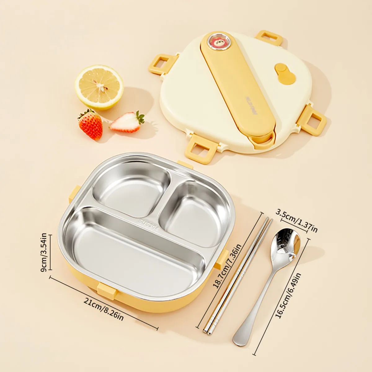 3/4 Vakken Draagbare Vierkante Lunchbox Met Bestek Capybara 304 RVS Gedeelde Lunchbox Voor Kinderen Studenten Verwarmbaar