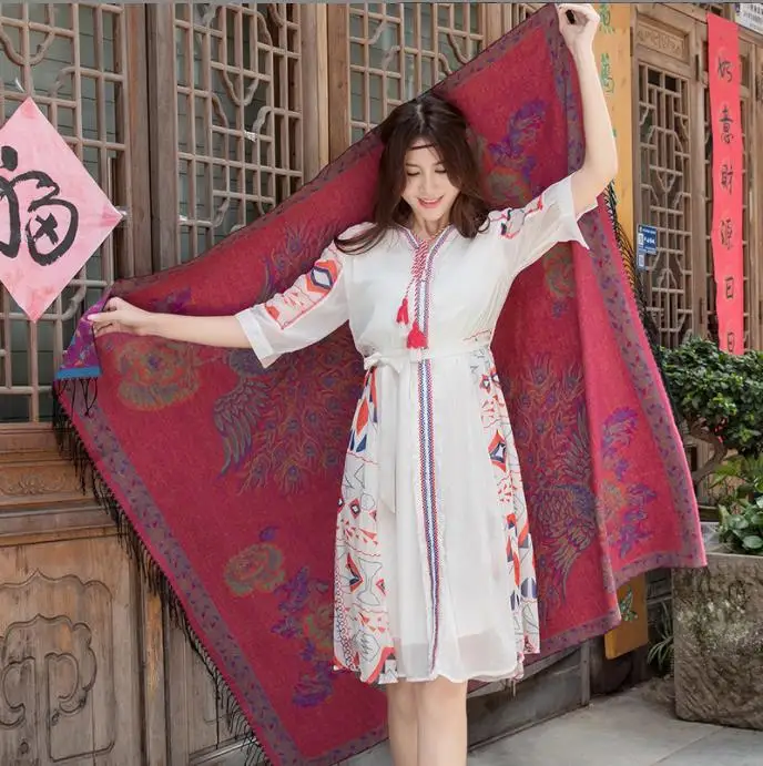 Fashion Scarf Double Side Winter Women Pashmina Cashmere Shawl Large Squar Peacock Scarf Oversize Soft Wrap Thick Blanket Poncho