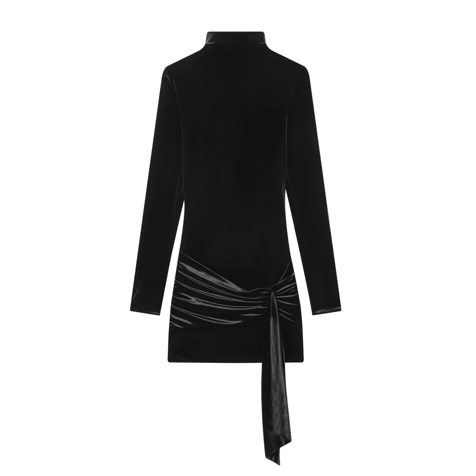 فستان نسائي موضة 2025 على الطراز الأوروبي والأمريكي للخريف بعقدة جديدة أنيق بنصف رقبة عالية تنورة قصيرة ضيقة من Vestidos Mujer