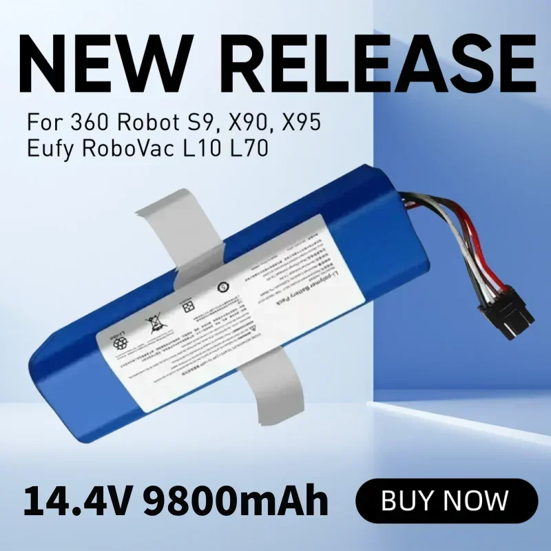 

14.4V 9800mAh 18650 Li-ion Battery Pack For 360 Robot S9, X90, X95 ,Eufy RoboVac L10 L70 Vacuum Cleaner Replacement Batteries