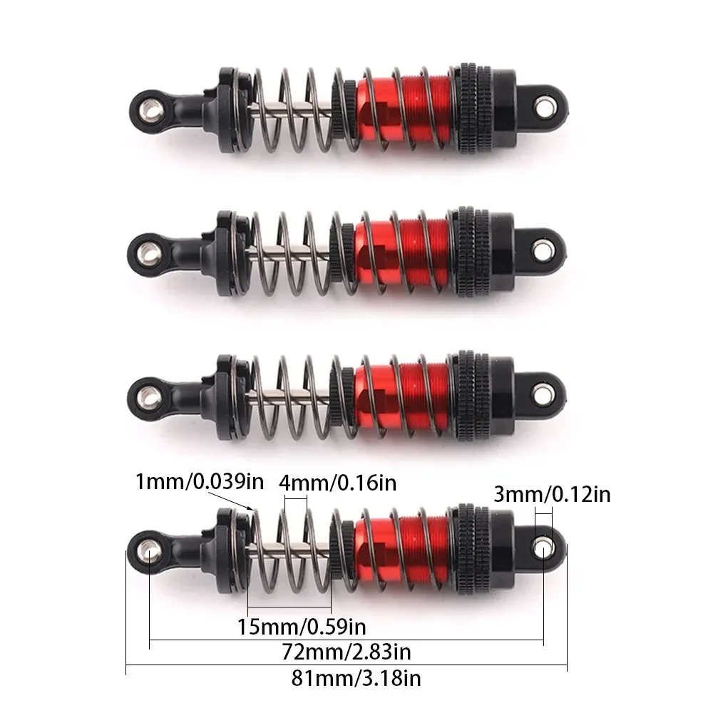 Amortecedor atualizado 1/12 amortecedor de mola de metal dianteiro/traseiro para 124016 / 124017 / 124018 / 124019   Peças sobressalentes para carros RC