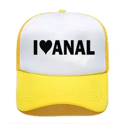 I LOVE ANAL Funny Print Baseball Cap Gay Pride Prank Joke Penis Butt Sex Men Mesh Visor Outdoor Sun Hat Adjustable Caps mens cap