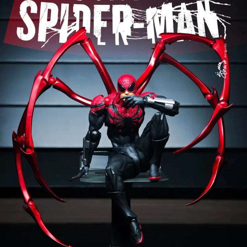 

Коллекционная фигурка Человека-паука Hot Mess Toys Superior Spider Man, подвижная, черно-красная, в коробке, для взрослых коллекционеров, для демонстрации, подарок