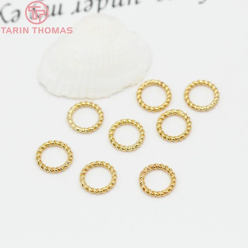 

(120)20PCS 6MM 8MM 24K Gold Color Brass Twisted Closed Rings Connector Charms High Quality DIY Jewelry