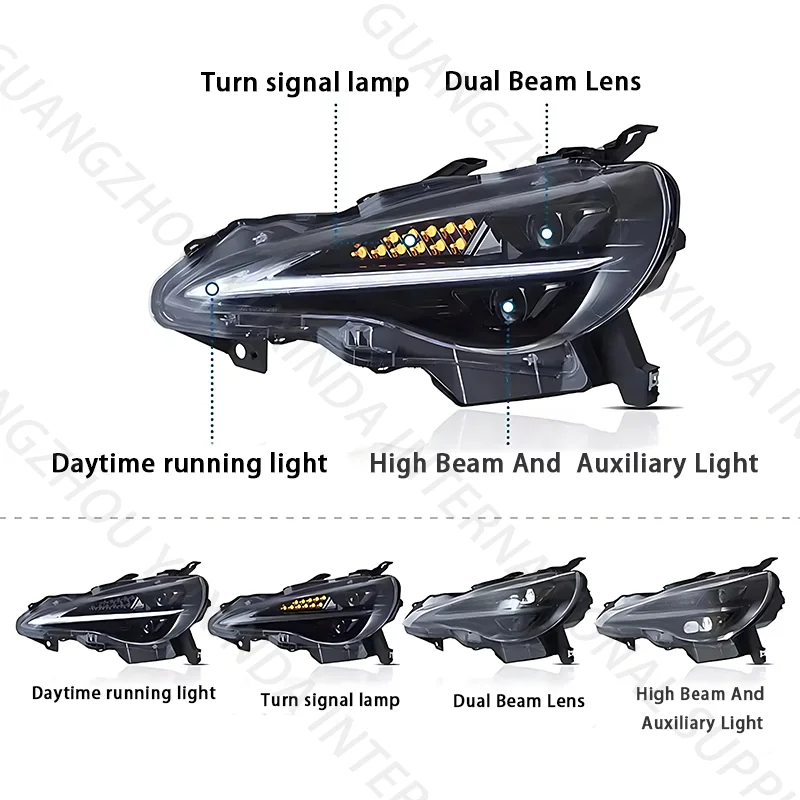 مجموعة مصابيح أمامية عالية الجودة مناسبة لتويوتا GT86 لسوبارو BRZ تعديل أضواء النهار المعدلة لين 12-21