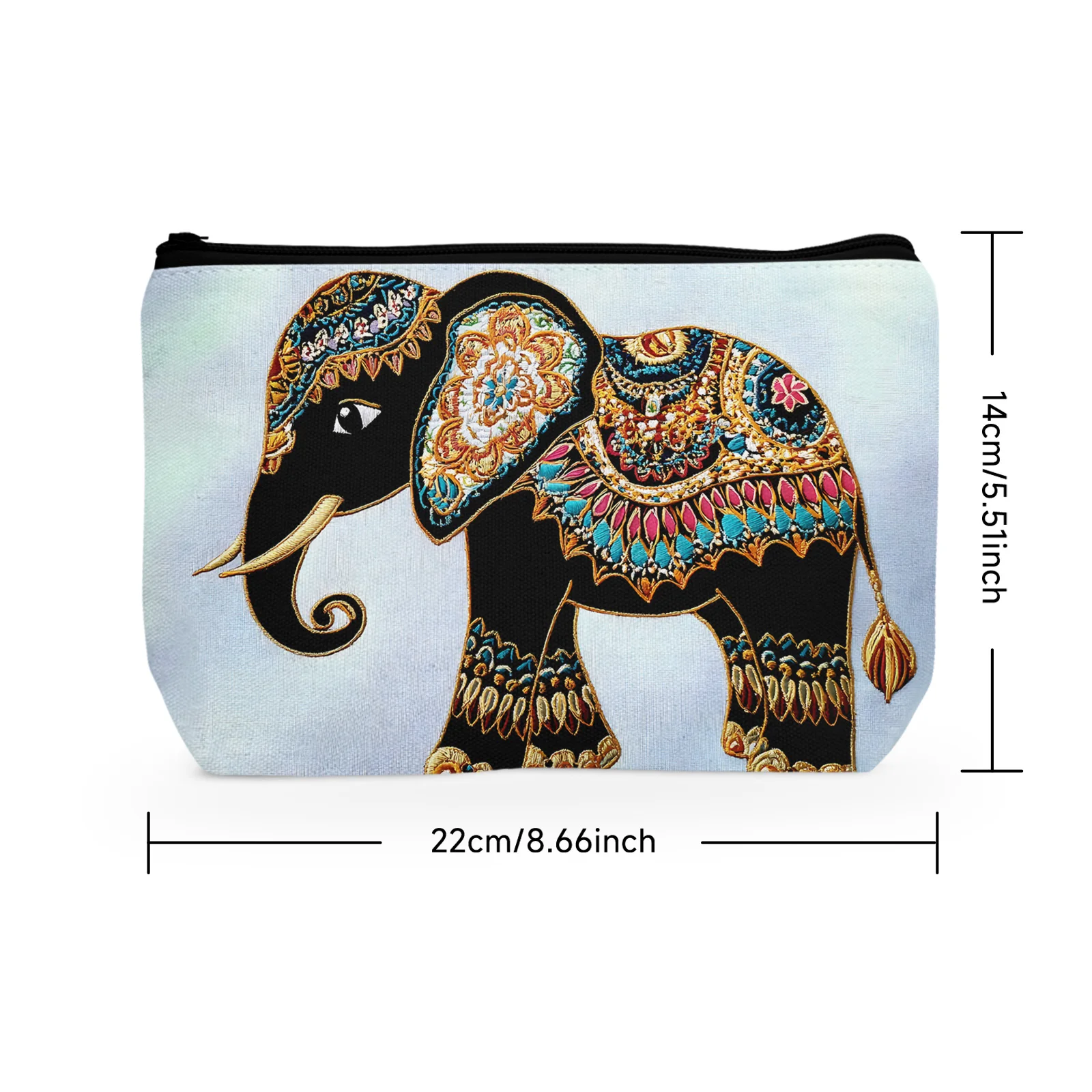 1Pc Indian Elephant Cosmetic Bag Colorful Elephant Female Cosmetic Bag Portable Cosmetic Bag With Zipper Best Gift For Mom