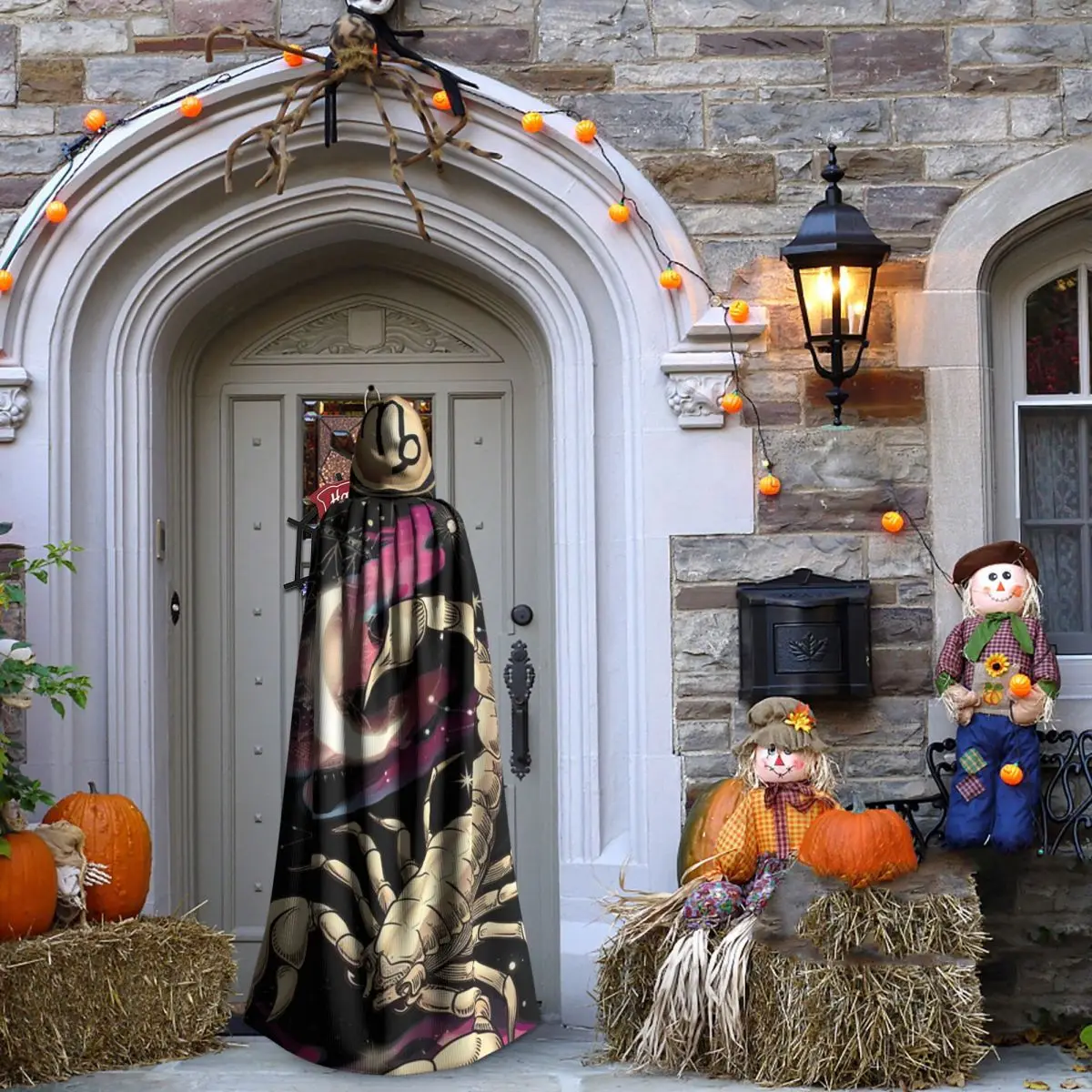 Capa larga con capucha del zodiaco Escorpio disfraz Medieval de bruja capa de Cosplay abrigo de Halloween adulto Unisex