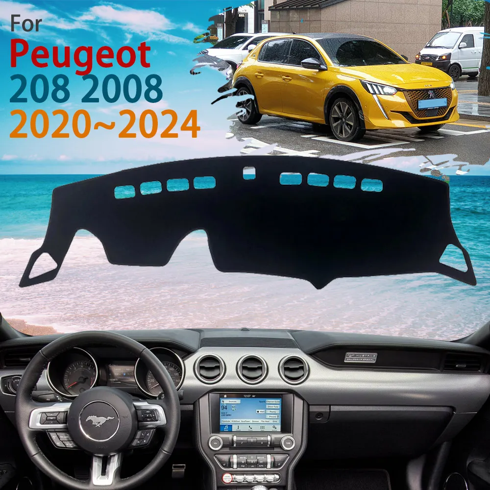 For Peugeot 208 2008 P21 P24 MK2 2020~2024 2021 2022 Dashboard Cover Board Mat Carpet Rug Auto Sun Shade Cape Blanket Anti-sun