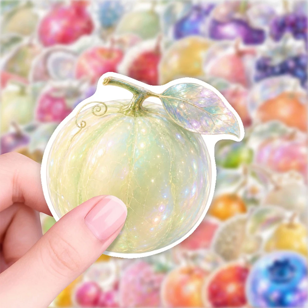 10/30/50pcs Cute Shiny Colorful Fruits Stickers Orange Lemons Grapes Cartoon Sticker Laptop Fridge Phone Waterproof Decals Pack