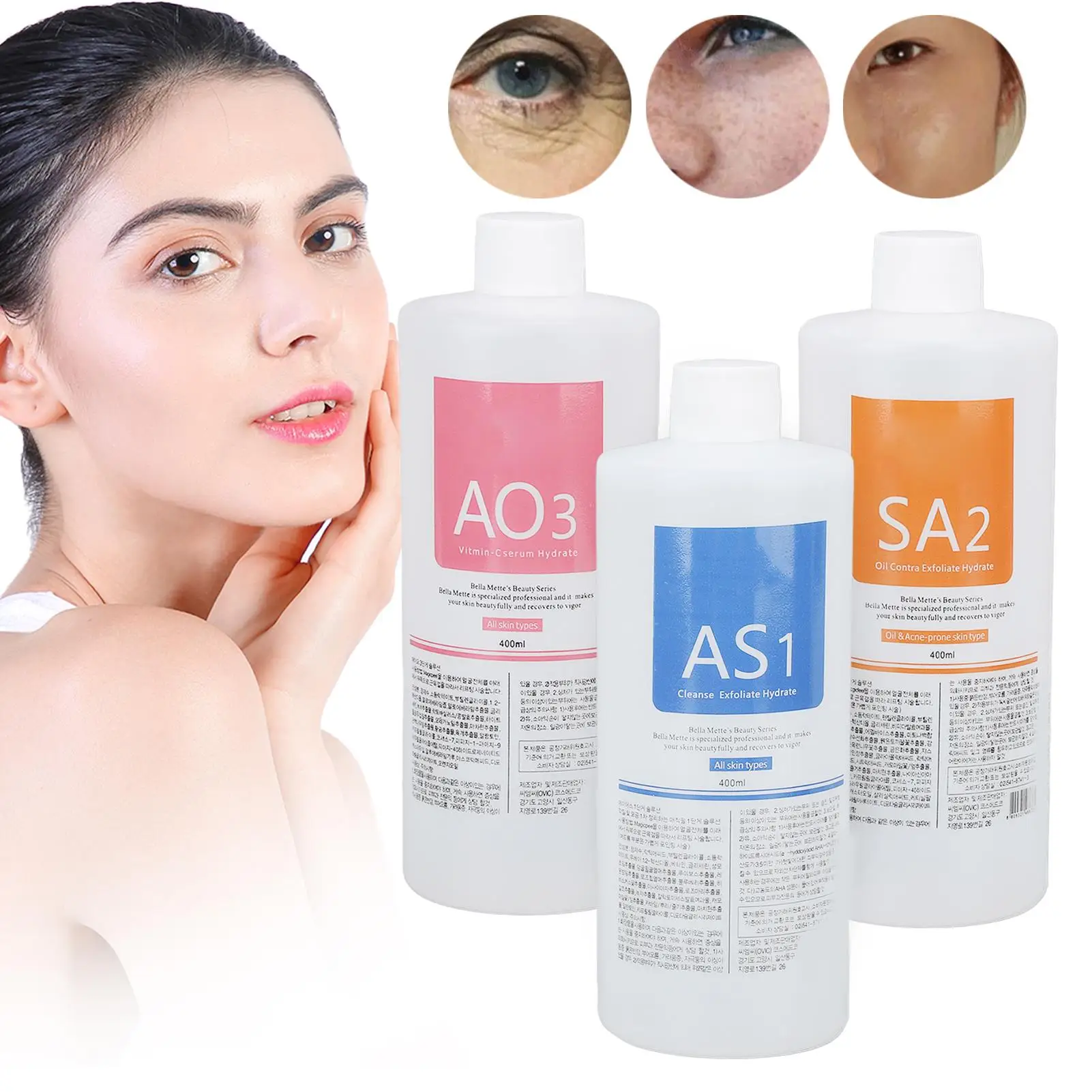 3Pcs Peeling Serum Set AS1 SA2 AO3 for hydrafacial Dermabrasion Facial Care - Strong Cleansing Supplies