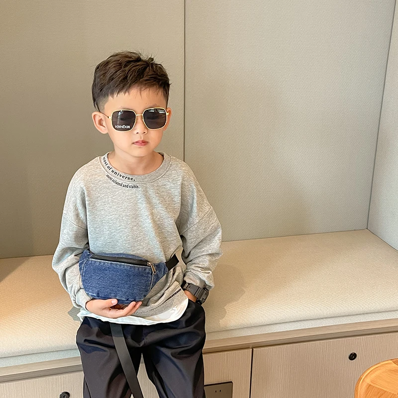 ファッションデニム子供用ウエストバッグ、レジャー、男の子と女 - Street Fashion Boy のレビューと価格