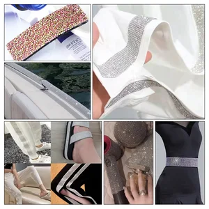 Fita Glitter Rhinestone Chain, Crystal Trimming, faixa de resina dourada, vestido de casamento brilhante, artesanato de vestuário, cinto DIY, 1 jarda, 12mm 10 principais vendas pijama feminino colado - №8