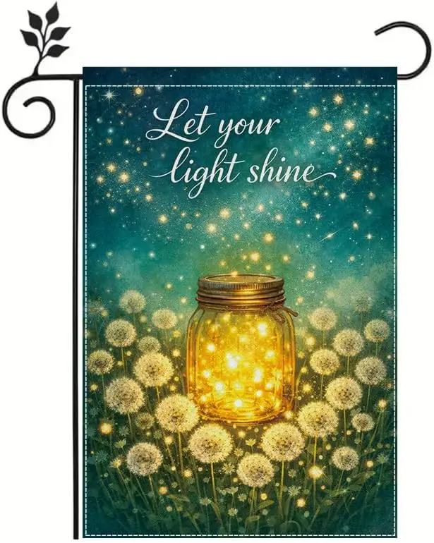 Garden Flag 12x18 Inch, Let Your Light Shine Dandelion Outdoor Flag, Double Sided Seasonal Yard Flag with Firefly Lantern De uui