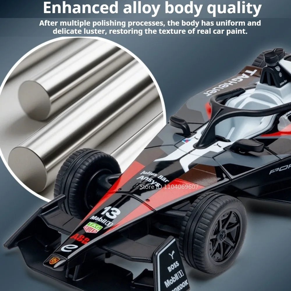 1:32 FORMULA E Model Racing Car Toys Metal Diecast Rubber Tires with Acrylic Dust Cover Exquisite Body Ornament Supercar Models