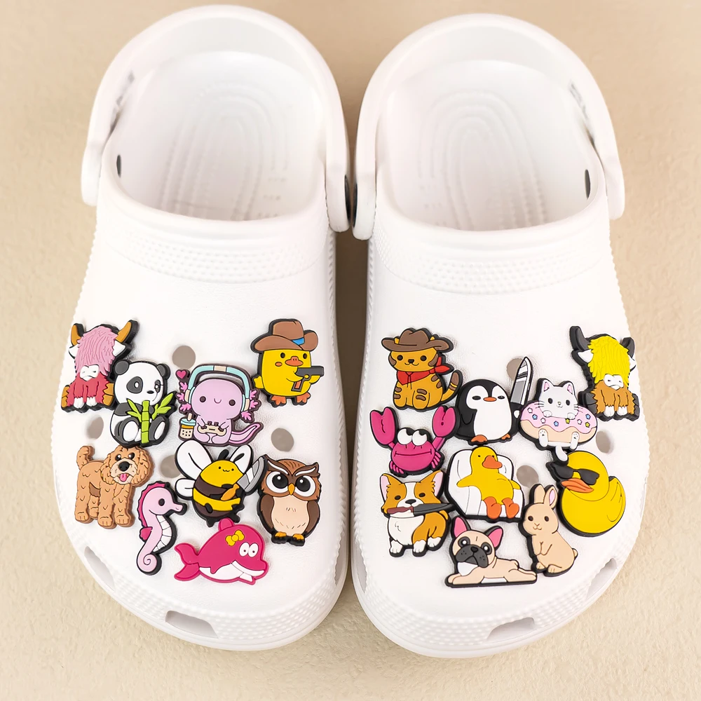 1/10/12/25PCS Cute Animal Shoe Charms,Cat Duck Accessories Pins for Sandals,Panda Cow Dog Shoes Clog Buckle Decoration image 4