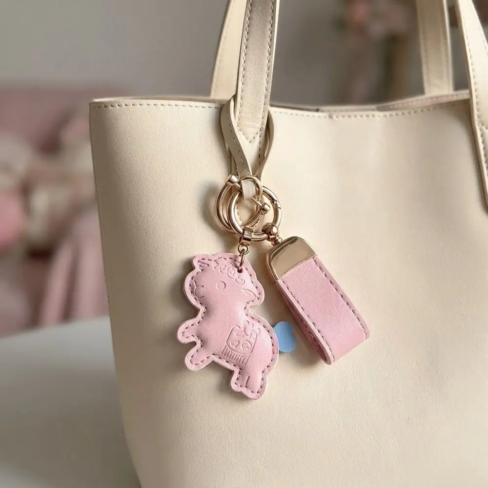 Kawaii Cartoon Pu-Lamm-Schlüsselanhänger, Leder-Zodiak-Ziegen-Anhänger, Anti-Verlust-Riemen, Ziegen-/Schaf-Taschenanhänger, Taschenhänger – Detail 5