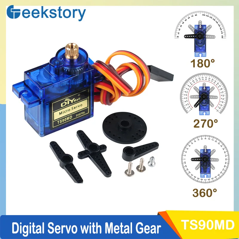 

TS90MD 14g Micro Servo Motor Set 1PCS/2PCS/4PCS 360/270/180 Degree 4.8V-6V Full Metal Gear Digital Servo For RC Planes