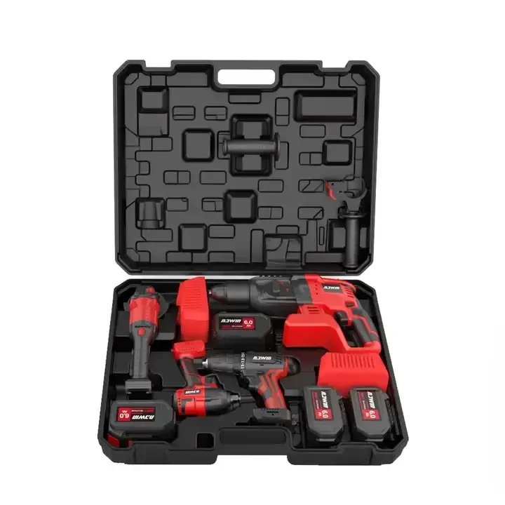 Power Drills Tool Set Screwdriver impact hammer toolbox with 6.0Ah lithiumbattery total tools drilling machines tool kits