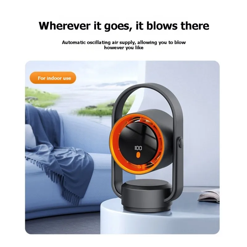 

Promotion!Digital Display Oscillating Desk Fan-Modern Design, USB Powered, 100 Speed Levels, 1 To 3 Hours Battery Life