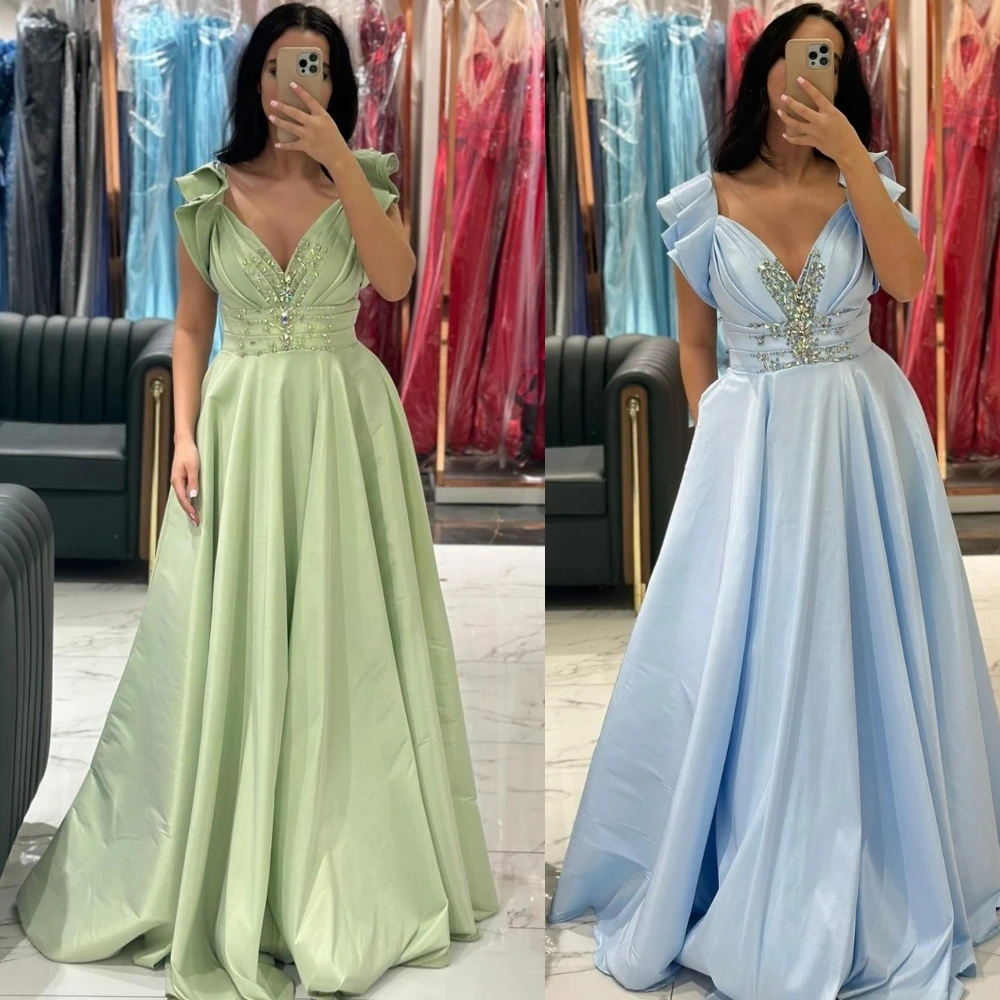 Robe de Bal Longue Froncée en Jersey à Paillettes de Style Chinois, Ligne A, Col en V, Formelle, Décontractée, Simple, Rétro, Mode, Élégante, Sexy