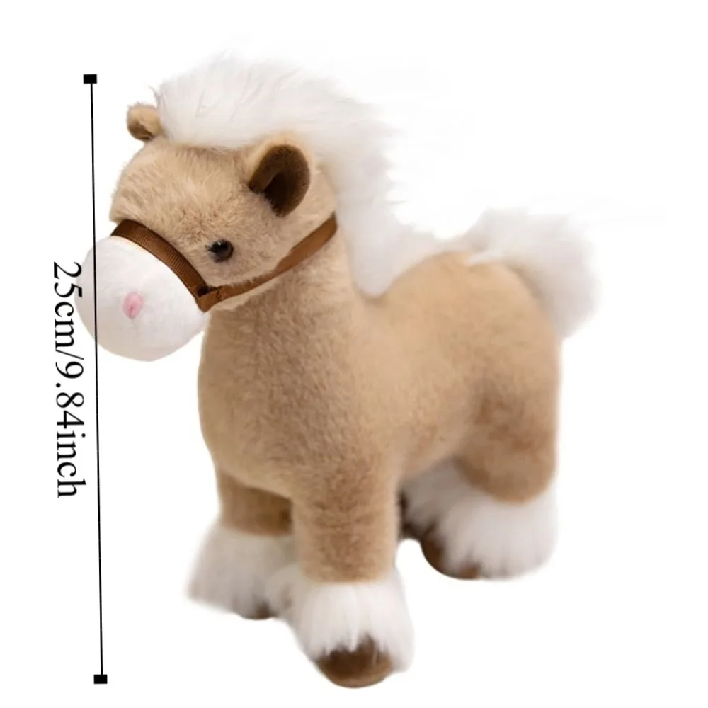 PP Cotton Realistic Horse Plush Toys Fluffy Soft Stuffed Standing Warhorse Doll Collection Portable Horse Mascot Stuffed Animal