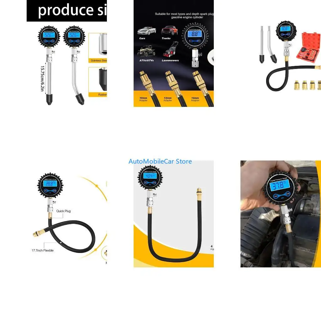 G8TE Portable Digital Compression Gauge For Vehicle Boats ATV Snowmobile Engine Testing