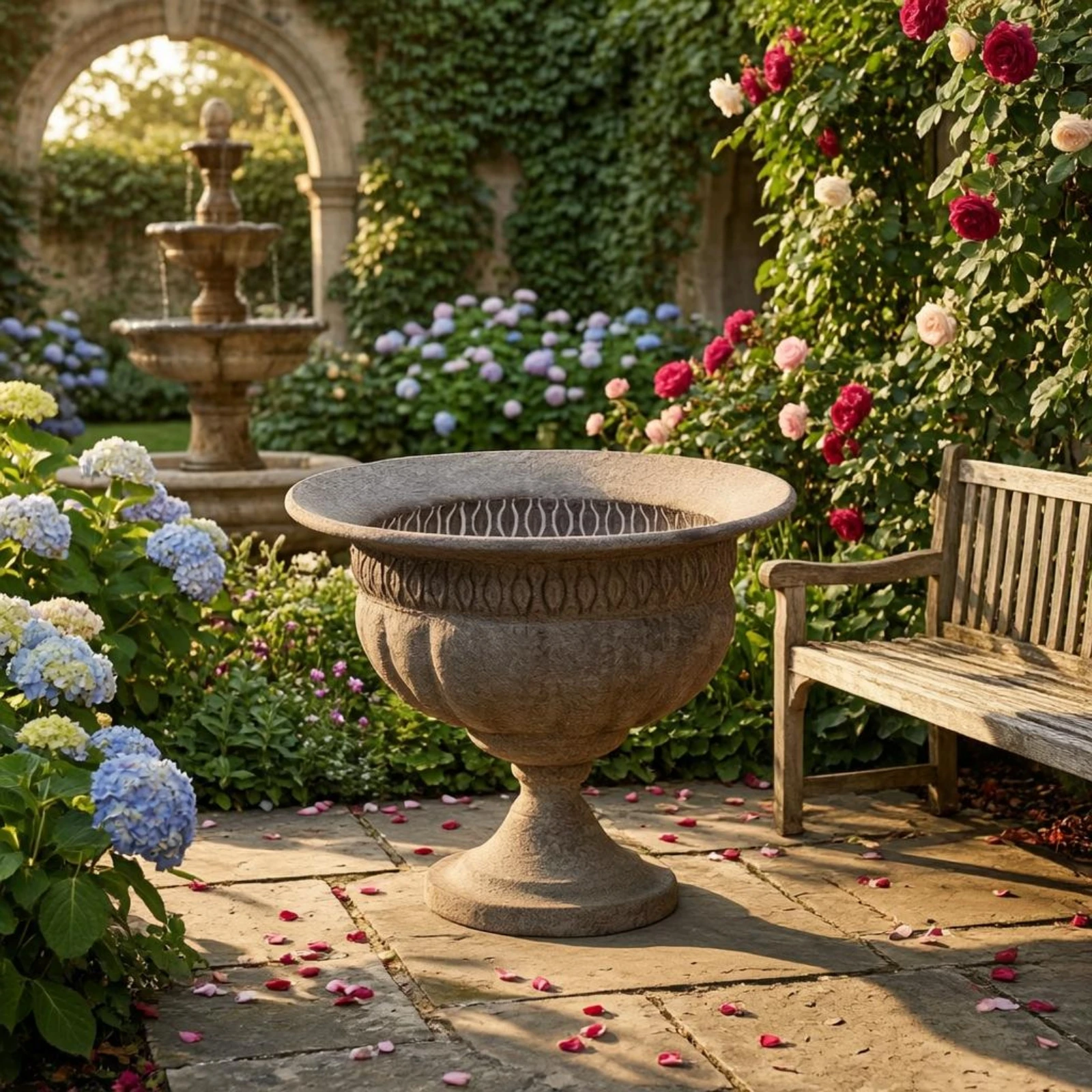 Pedestal Planter Flared Rim Pedestal Urn Planter Flower Pot Urn Embossed for Outdoor