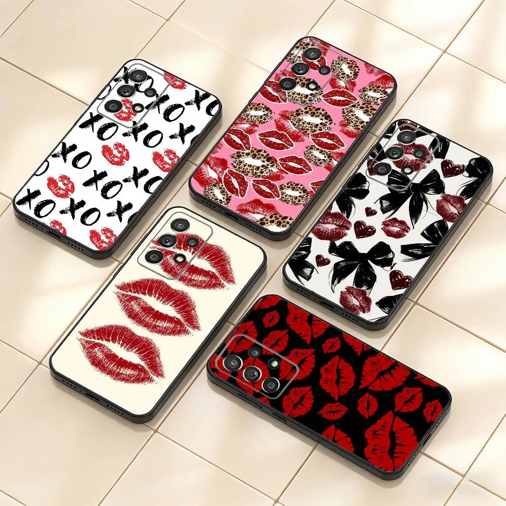 

Sexy Red Lips Phone Case For Samsung S25,S24,S21,S22,S23,S30,Ultra,S20,Plus,Fe,Note,10,9,5G Black Cover