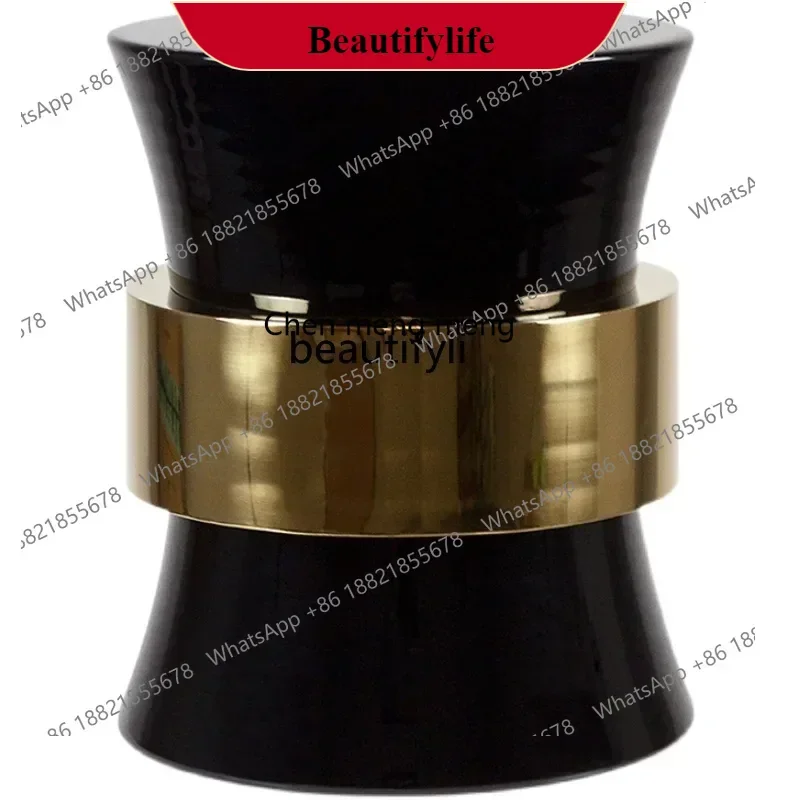 

G153 Chinese Style Model Room Simple Modern Light Luxury Stainless Steel round Small Table Living Room Solid Wood Paint Corner T